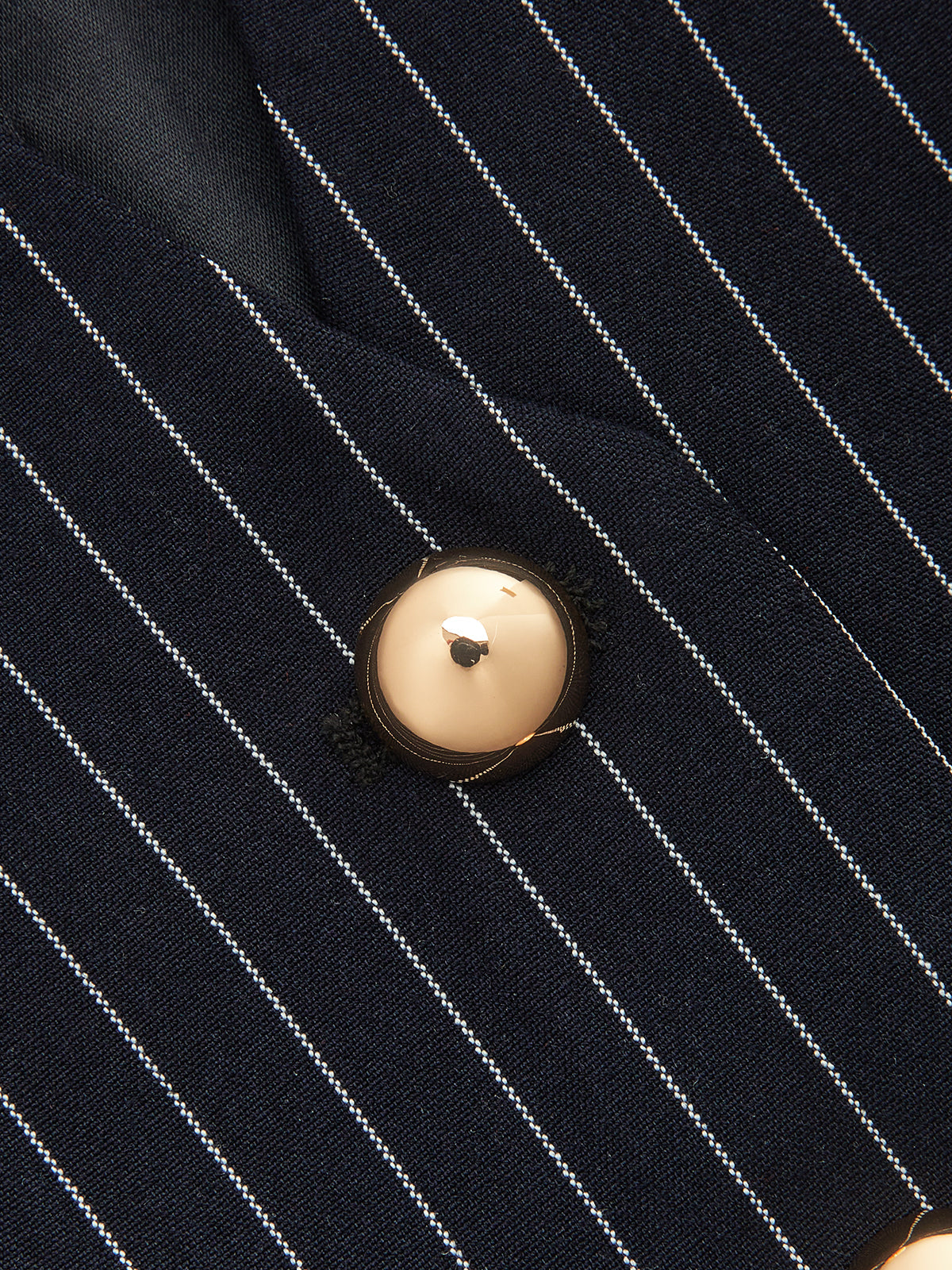 Pinstriped Button-Front Stand Collar Blouse