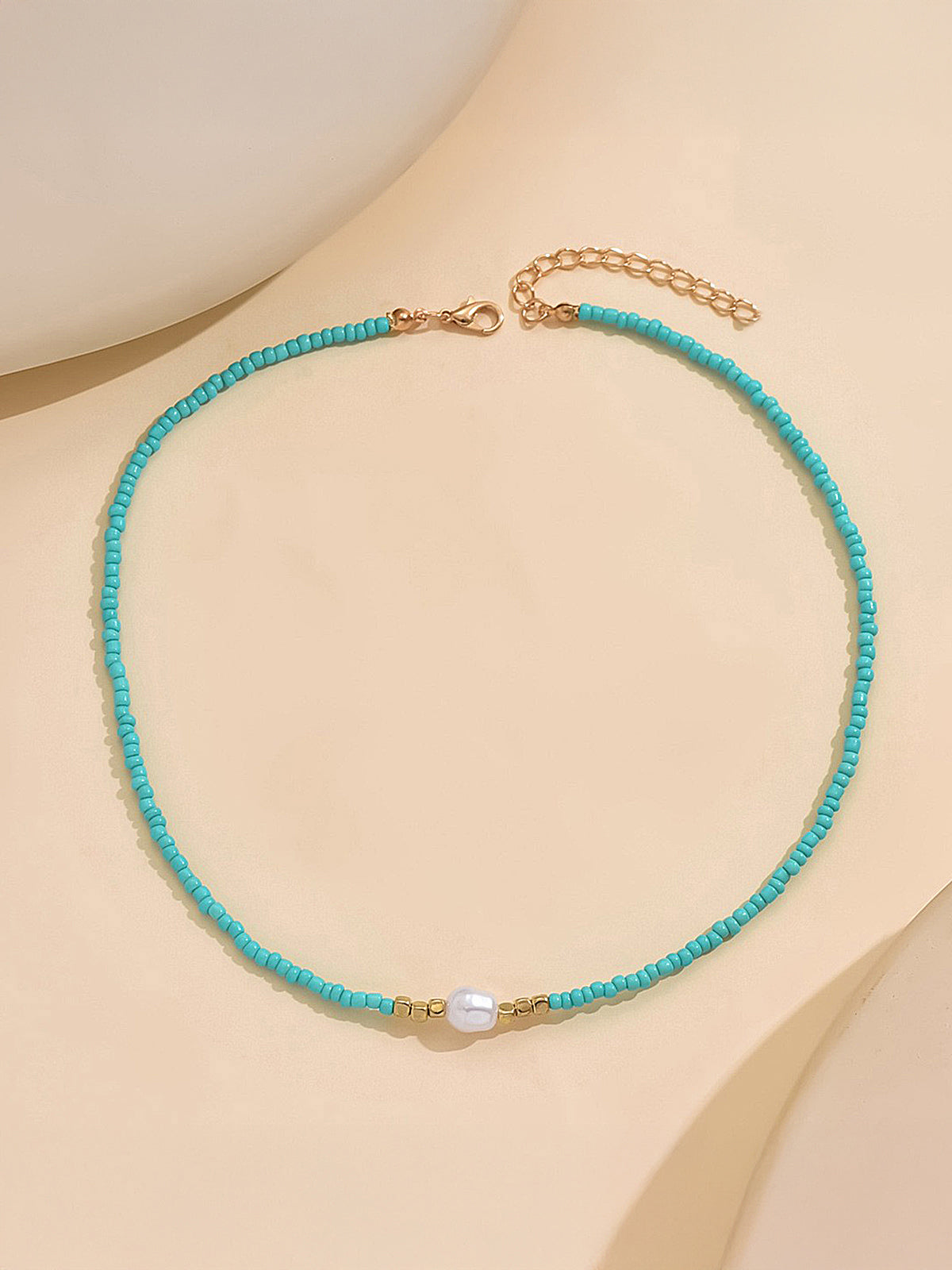 Beaded Pearl Choker Necklace