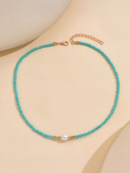 Beaded Pearl Choker Necklace