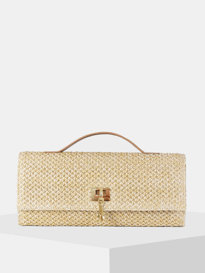 Straw Weave Crossbody Clutch Bag