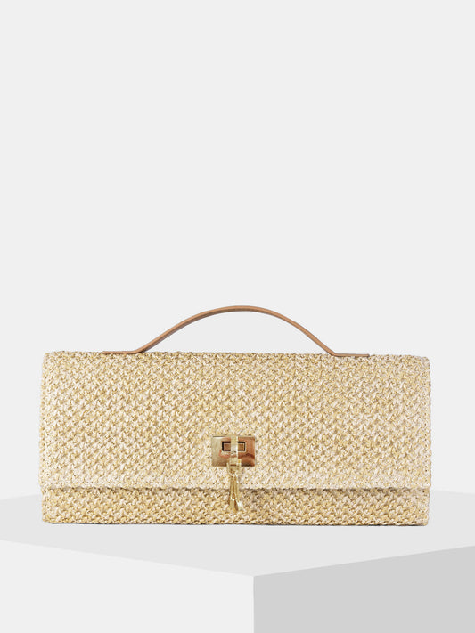 Straw Weave Crossbody Clutch Bag