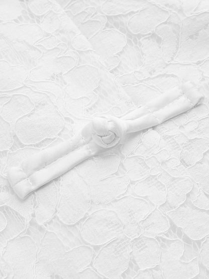 Short Sleeve Frog Button Lace Blouse
