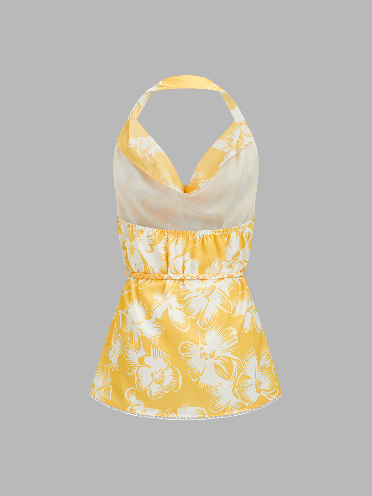 Floral Print Halter Cowl Neck Top & Shorts Set