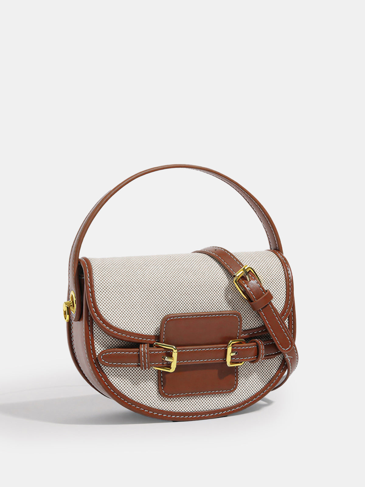 Vintage Buckle Saddle Crossbody Handbag