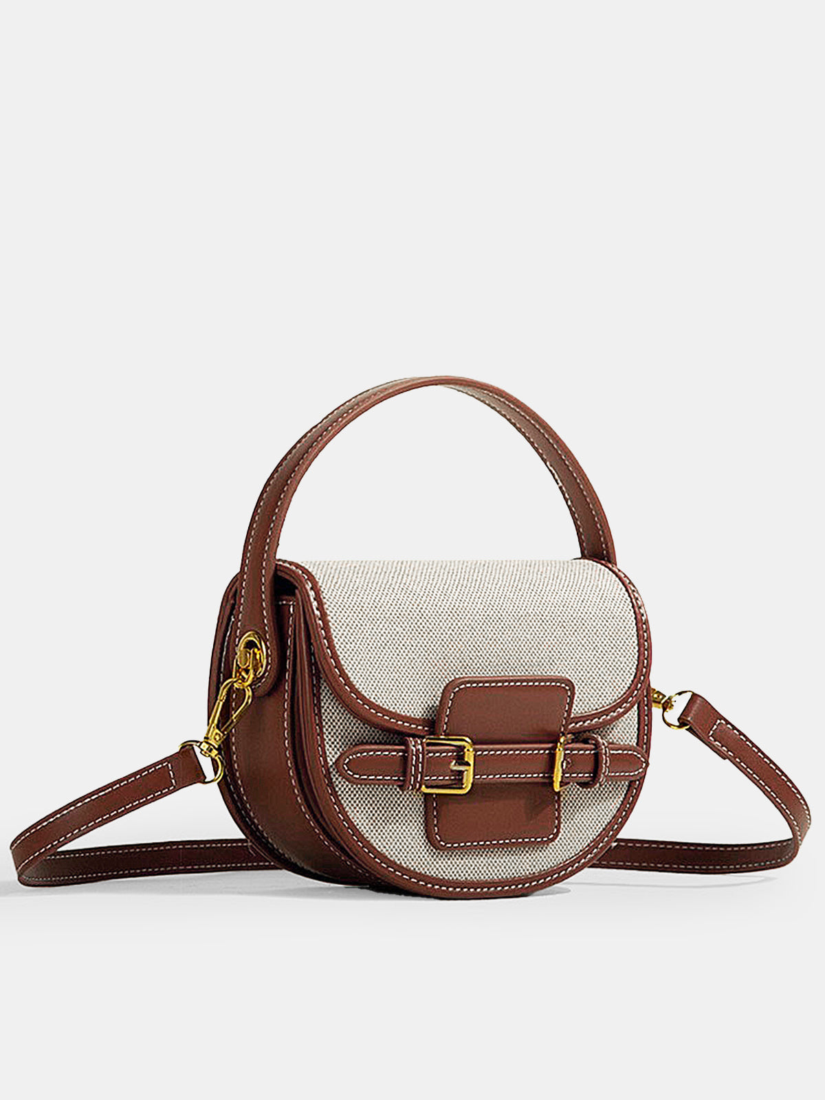 Vintage Buckle Saddle Crossbody Handbag