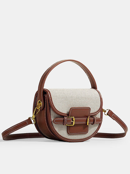 Vintage Buckle Saddle Crossbody Handbag