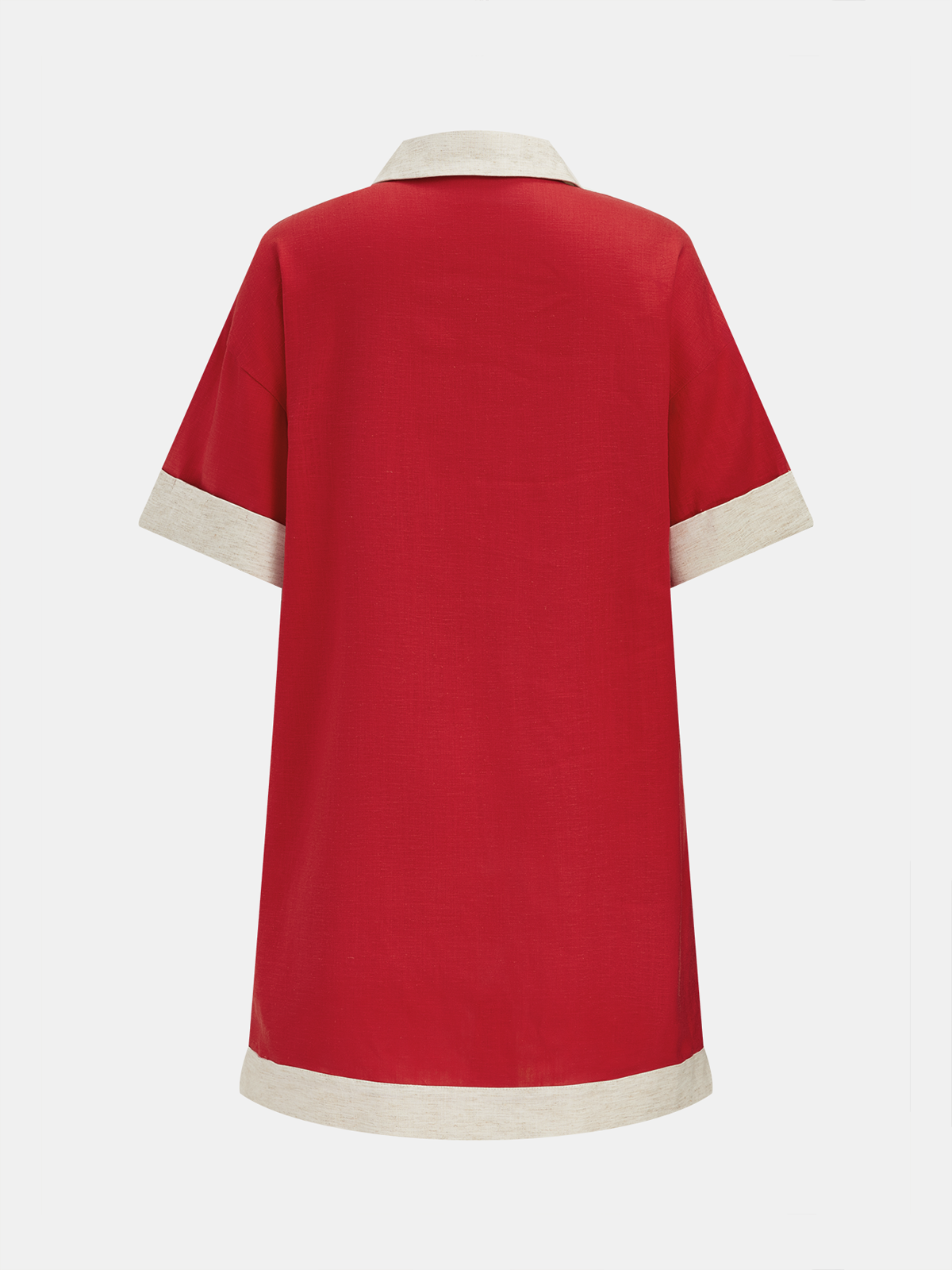 Tencel Linen Blend Contrast Trim Shift Dress