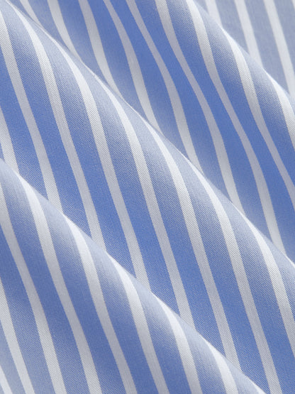 Tie-Neck Striped Cotton-Blend Blouse