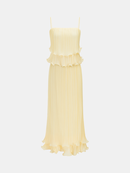 Pleated Layered Ruffle Skirt Set