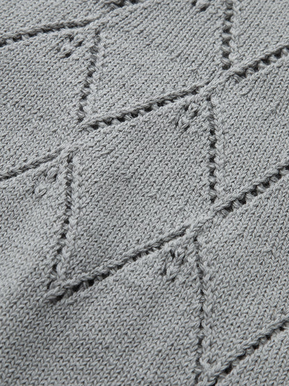 Eyelet Detail Short Sleeve Knit Top