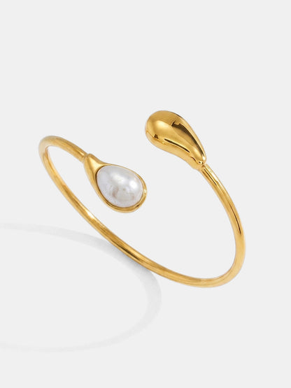 Teardrop Pearl Open Bangle