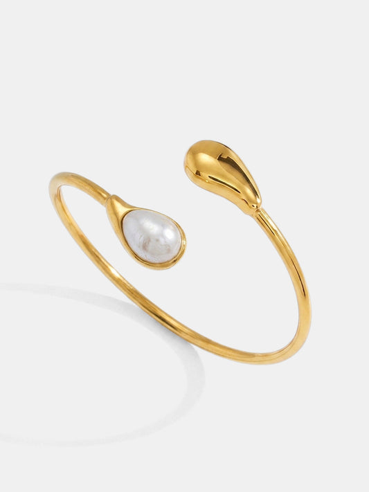 Teardrop Pearl Open Bangle