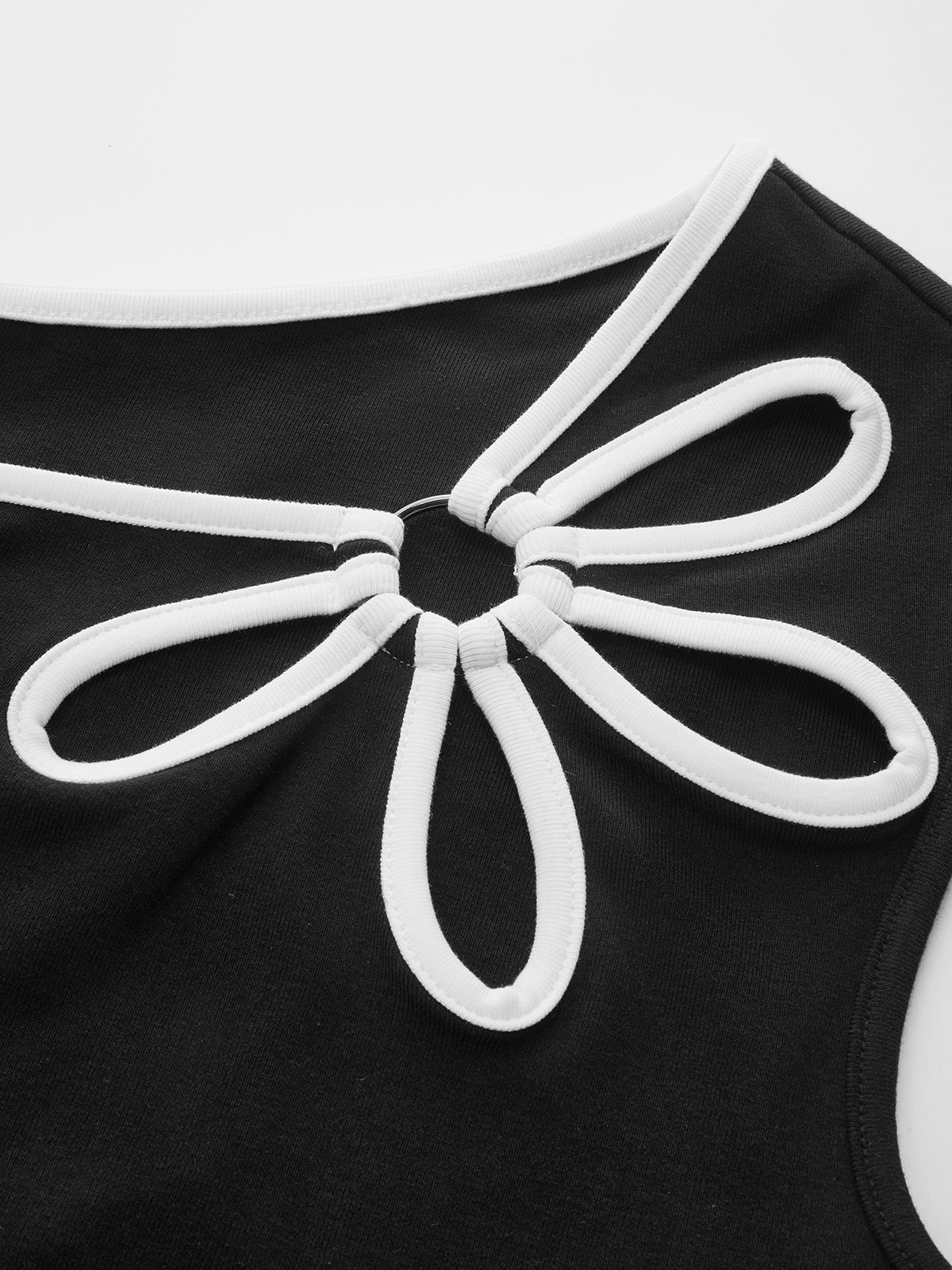 Flower Cutout One-Shoulder Top