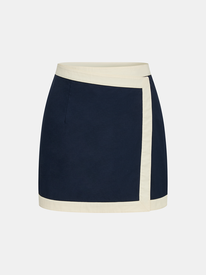 Cotton Contrast Trim Two Piece Skirt Set