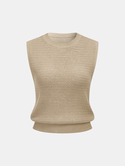 Open-Knit Sleeveless Sweater Vest