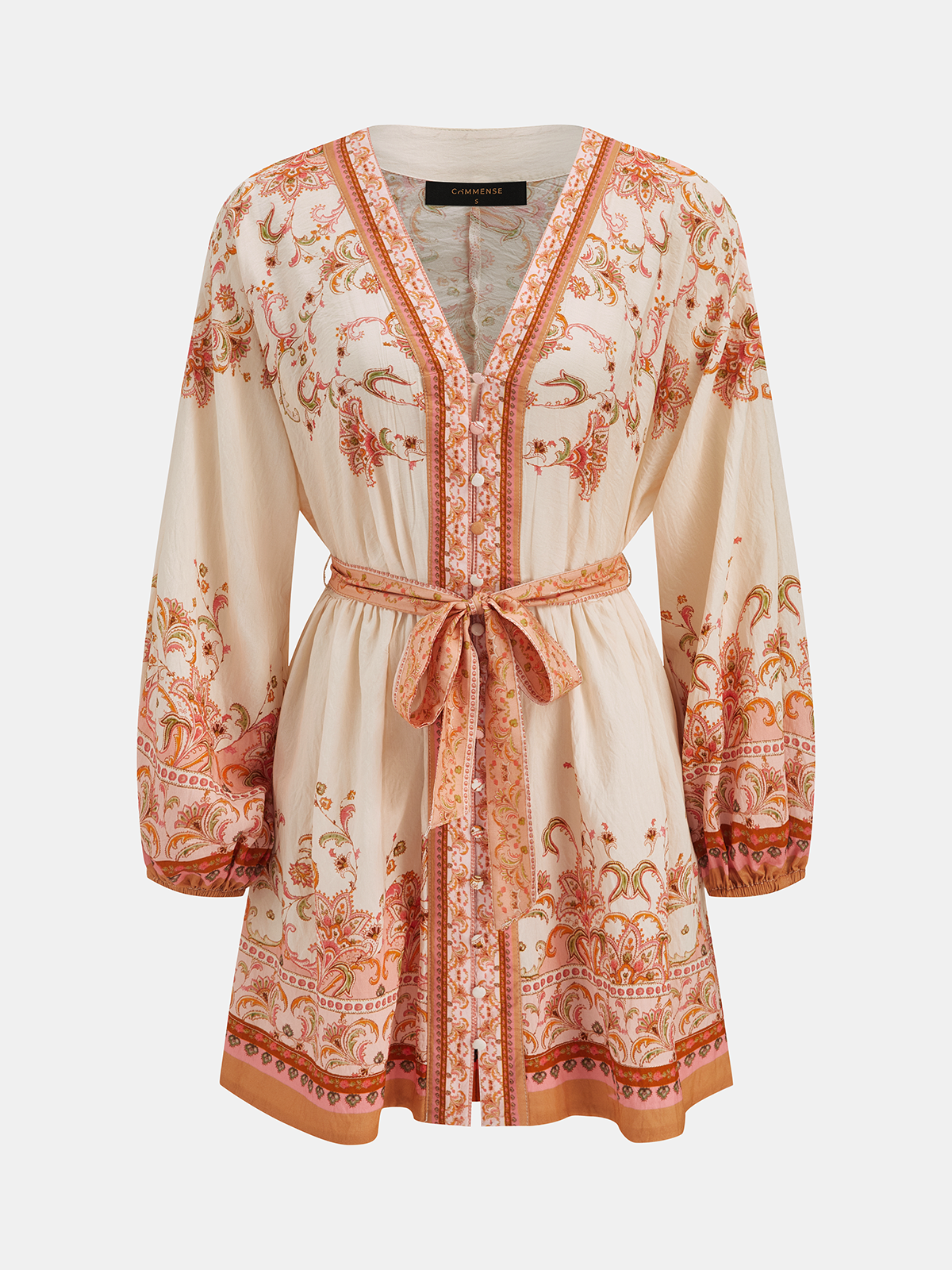 Paisley Print Belted Mini Dress