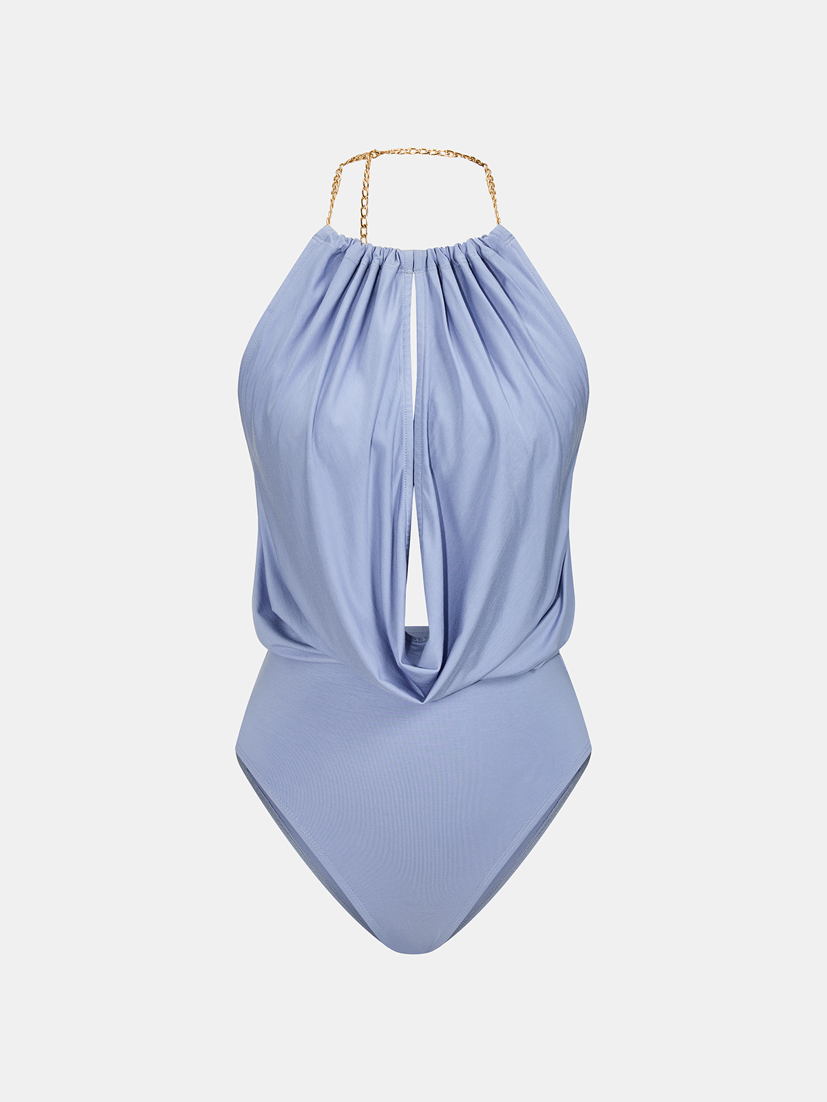 Chain Halter Bodysuit & High-Waisted Palazzo Pants Set
