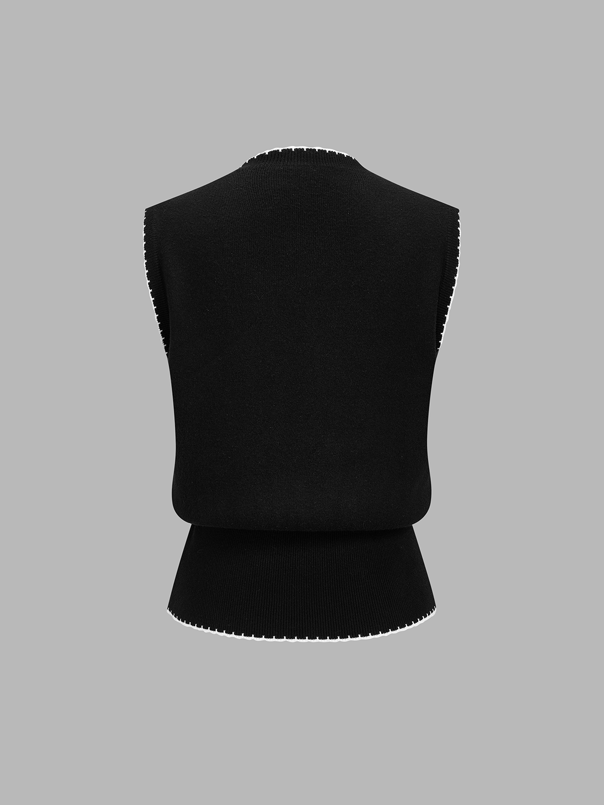 Contrast Trim V-Neck Sweater Vest