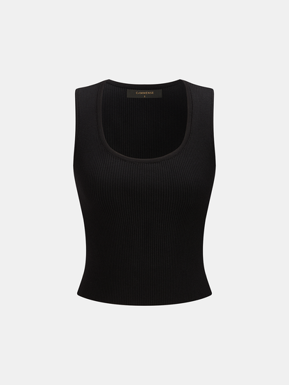 Side Cutout Ribbed Knit Tank Top