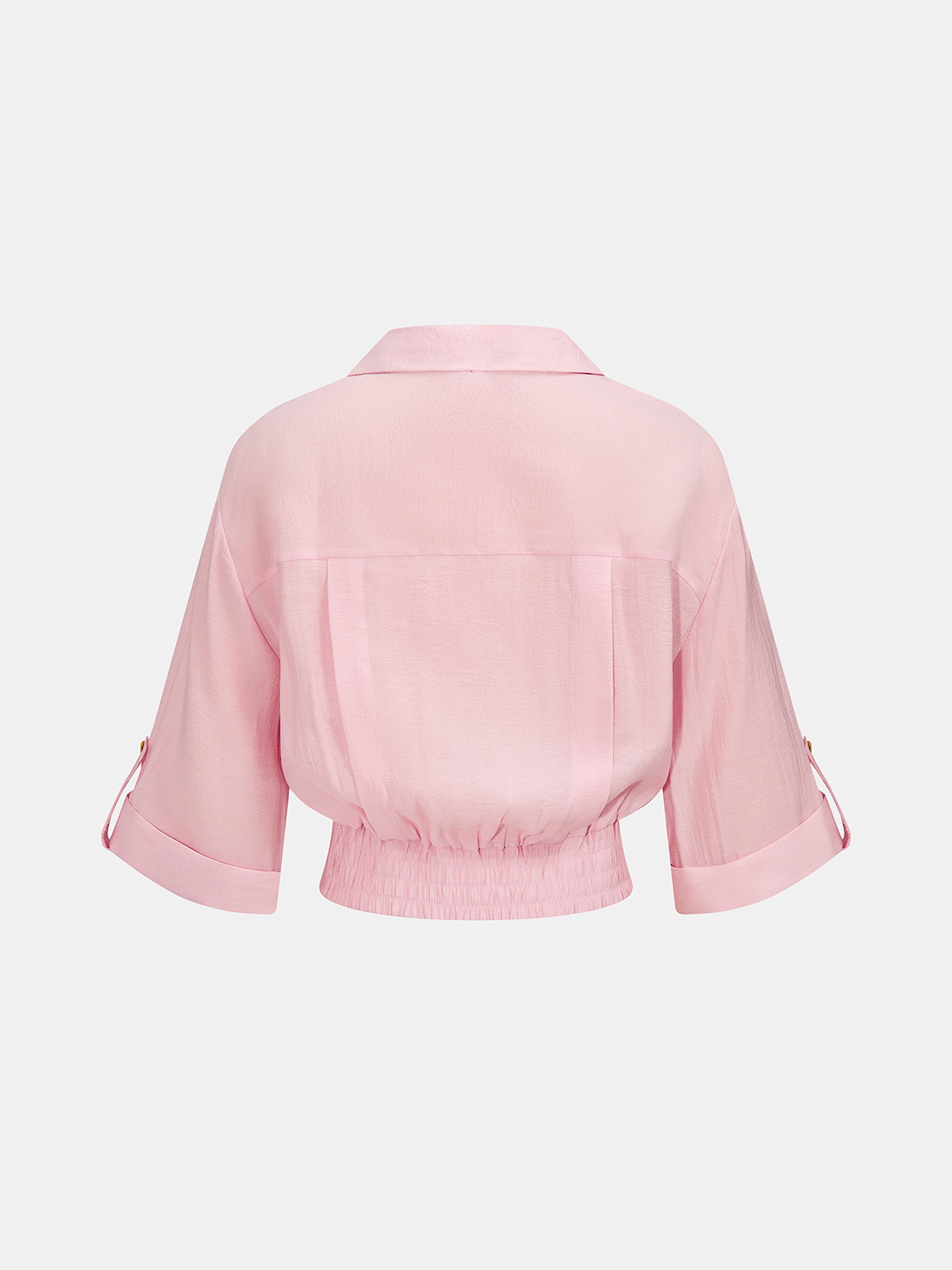 Cropped V Neck Button Front Blouse