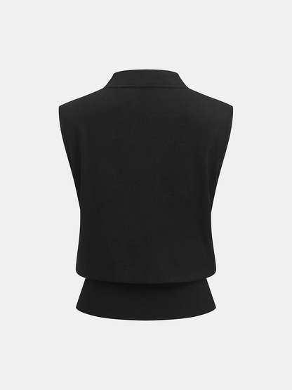 Mandarin Collar Keyhole Toggle Sweater Vest