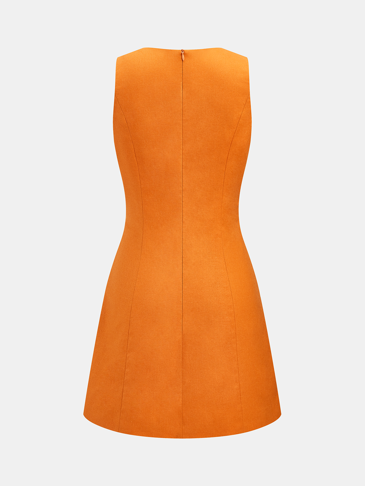 Linen-Blend Keyhole Neck Sleeveless Mini Dress