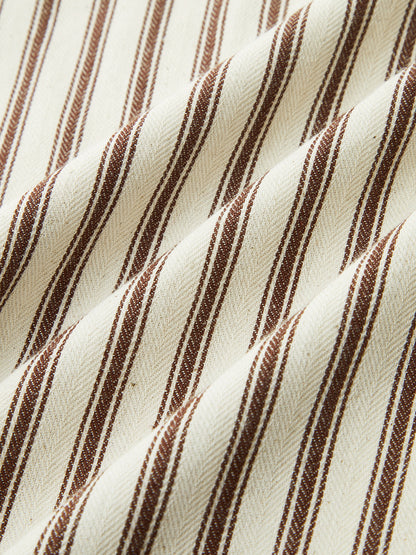 Striped Halter Neck Pants Set with Metal Button