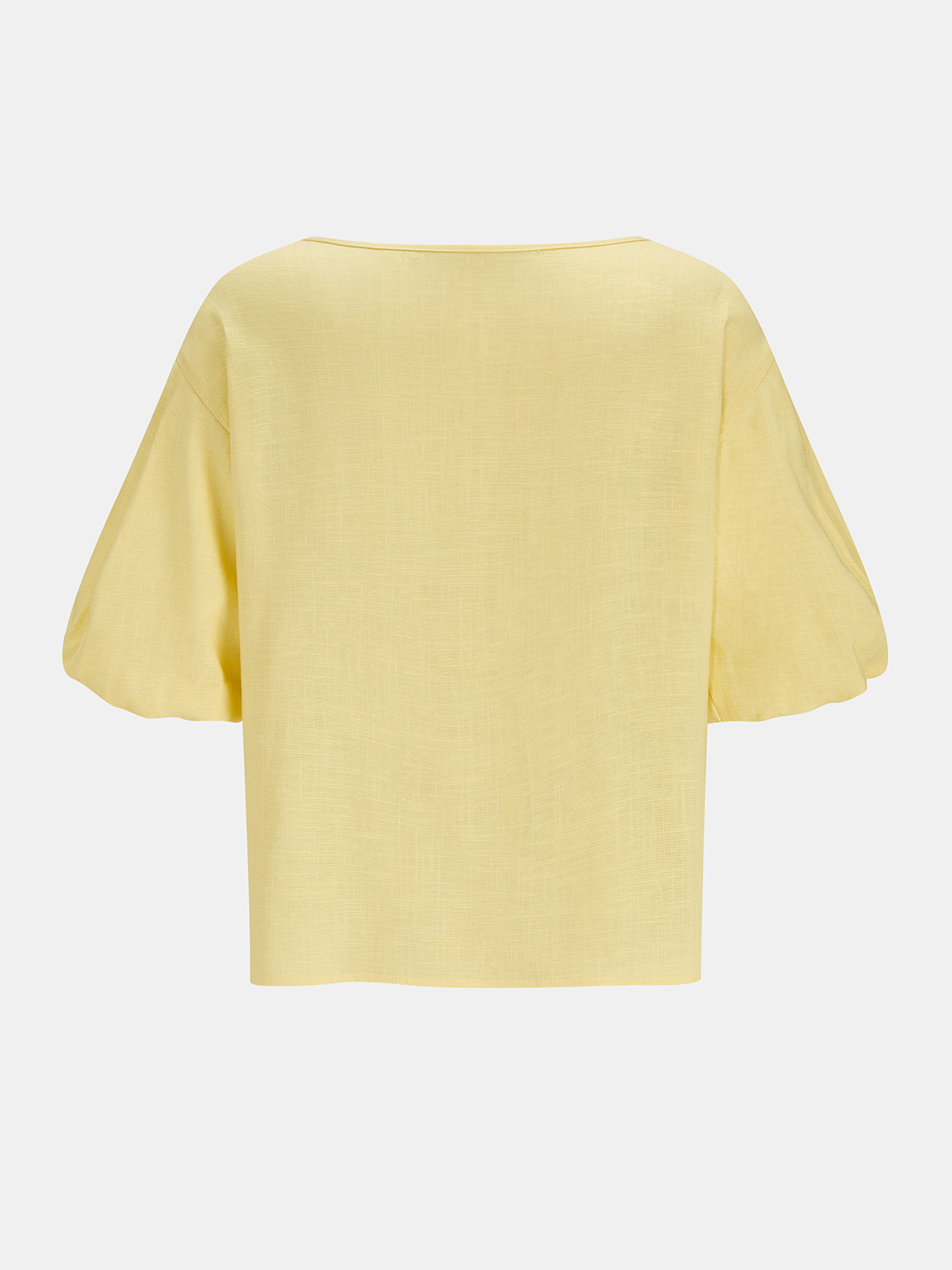 Keyhole Puff Sleeve Tencel Linen Blend Blouse