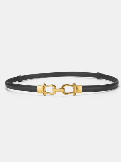 Thin Leather Metal Buckle Waist Belt