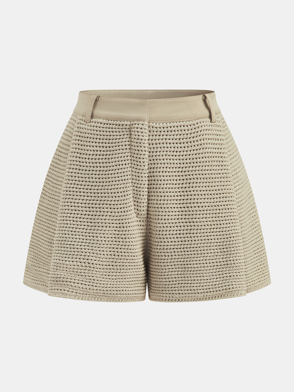 Open Knit Sleeveless Tank Top & Shorts Set