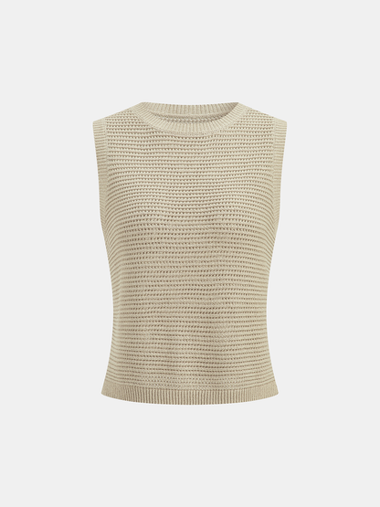 Open Knit Sleeveless Tank Top & Shorts Set