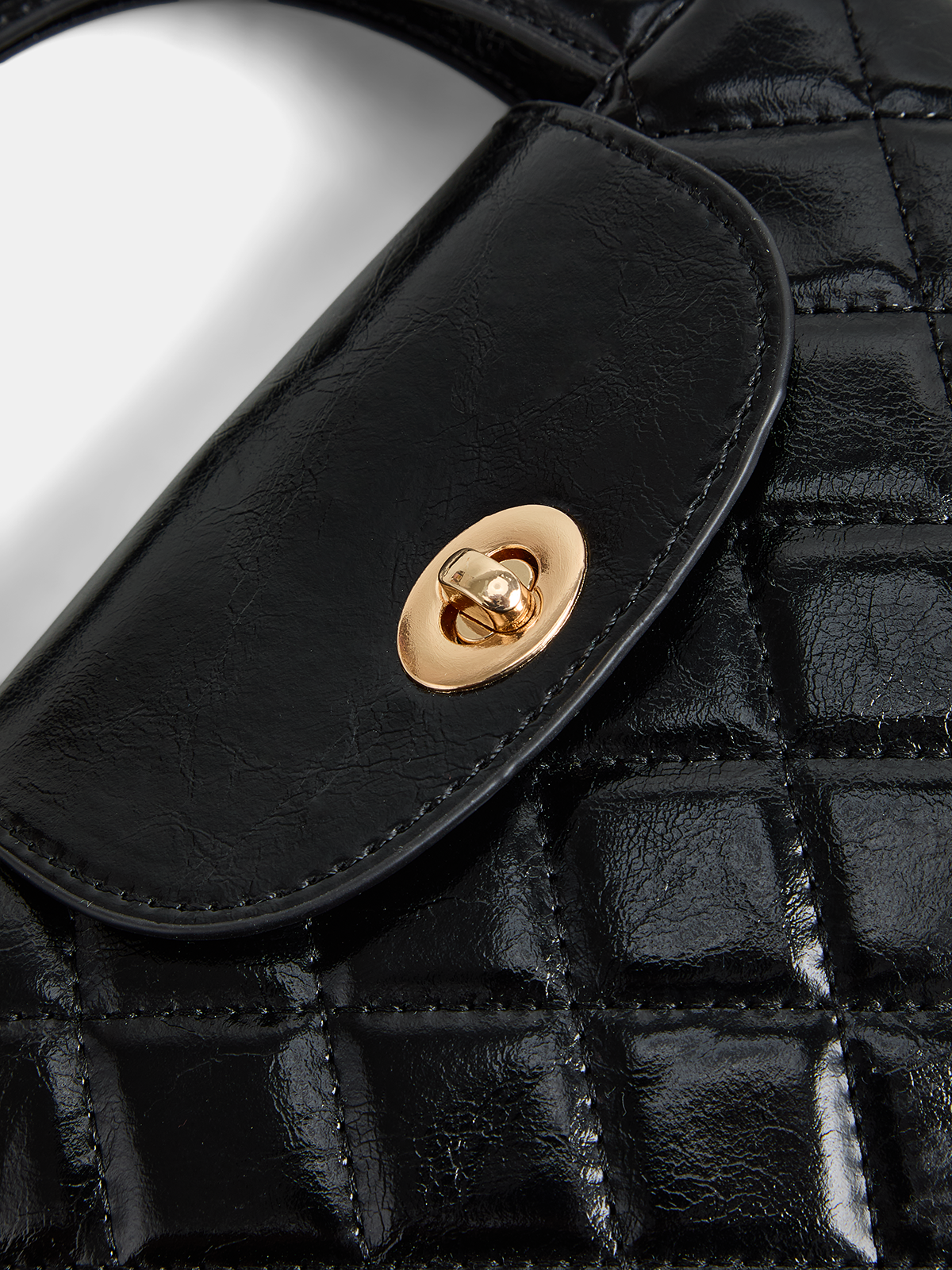 Quilted Turn Lock Top Handle Handbag