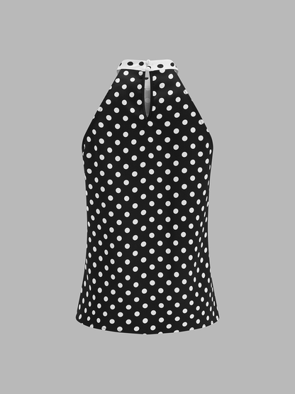 Tie Front Polka Dot Halter Top