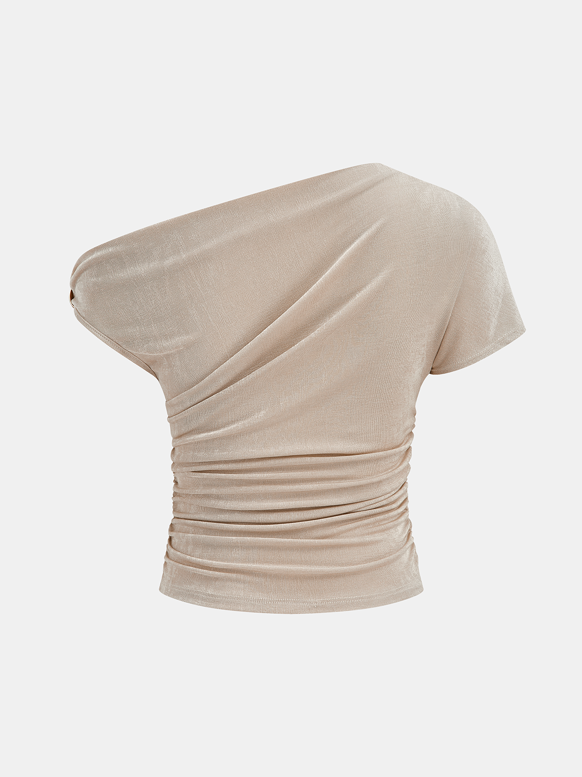 Off-Shoulder Ruched Slinky Knit Top