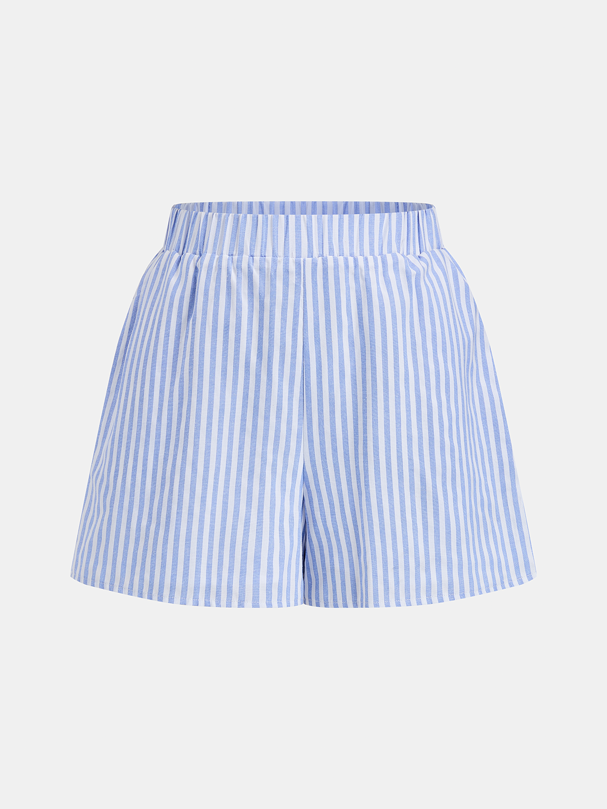 Striped Cropped Shirt & Shorts Set