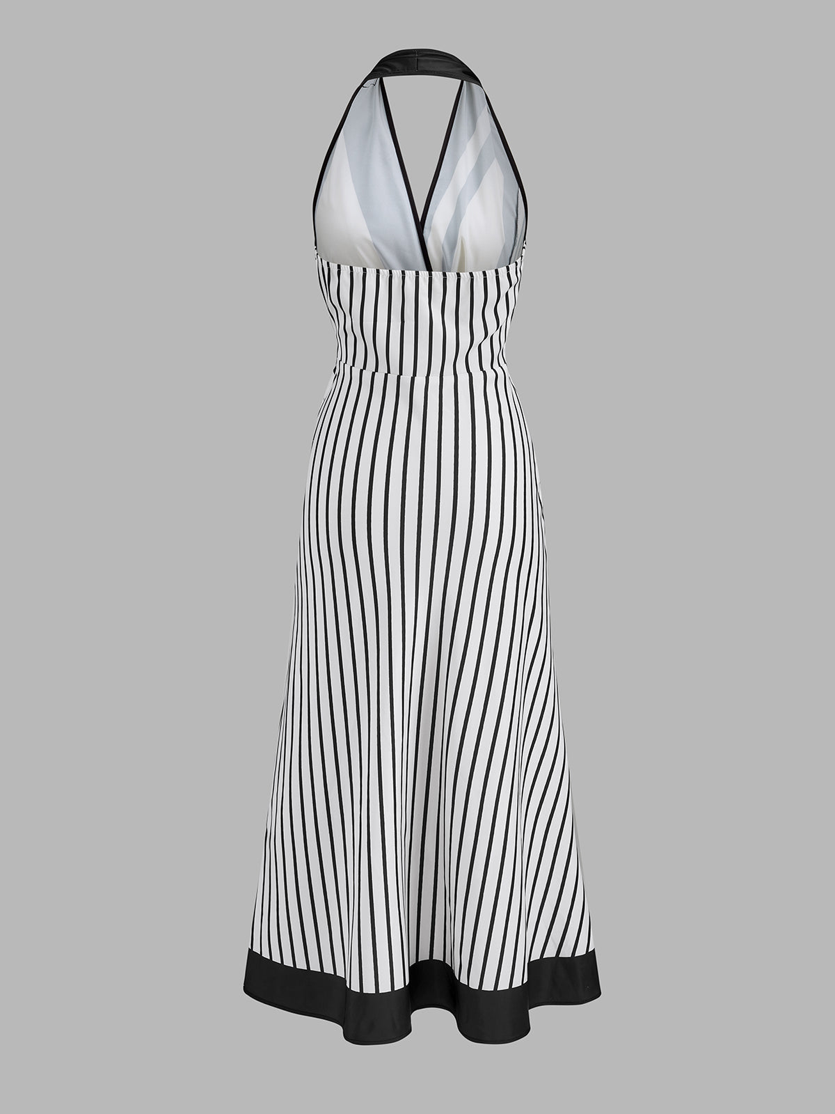 Striped Halter Wrap Maxi Dress