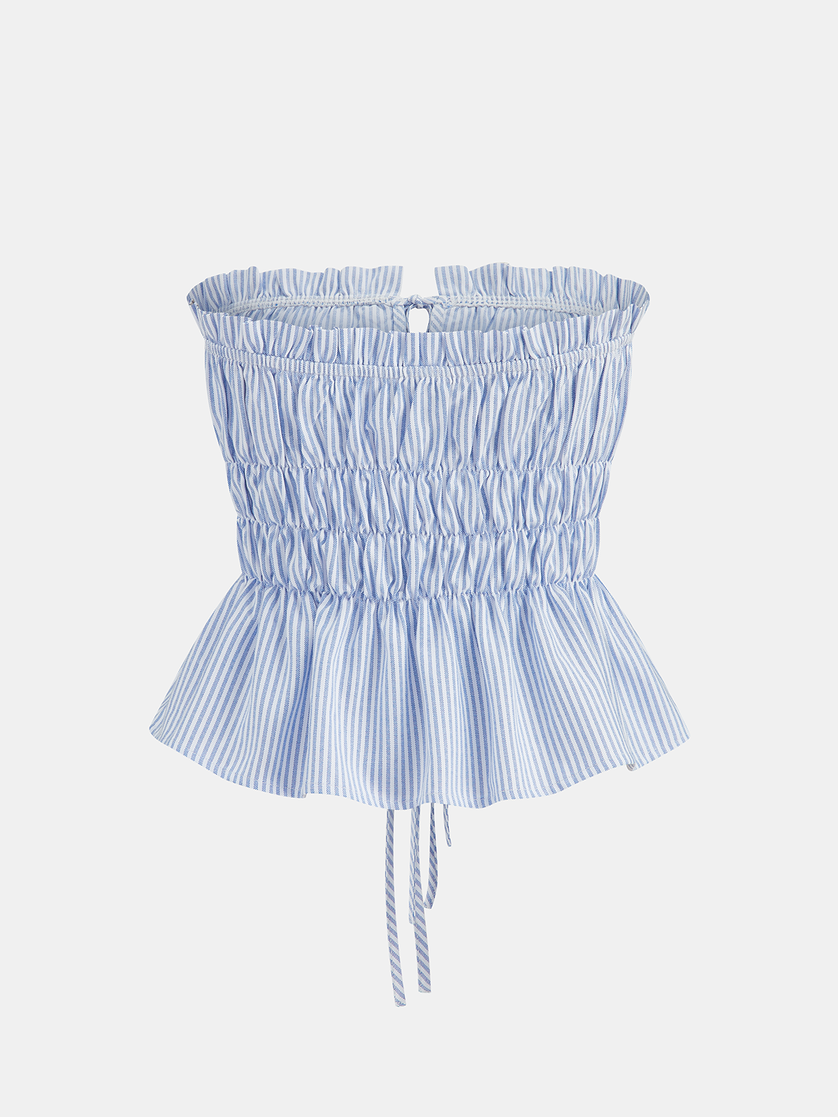 Striped Strapless Lace-Up Top & Shorts Set