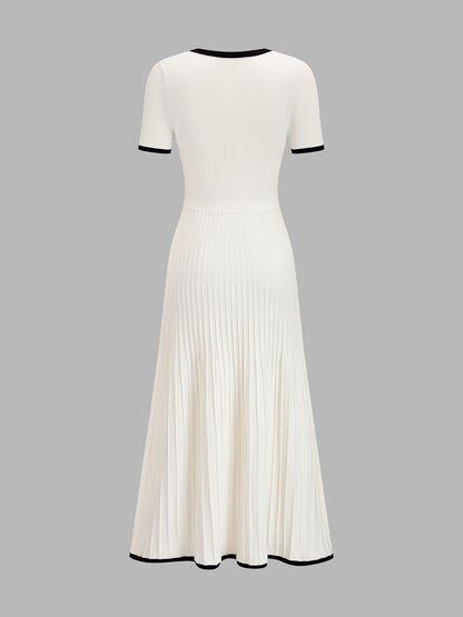 Contrast Trim Short Sleeve Knit Maxi Dress