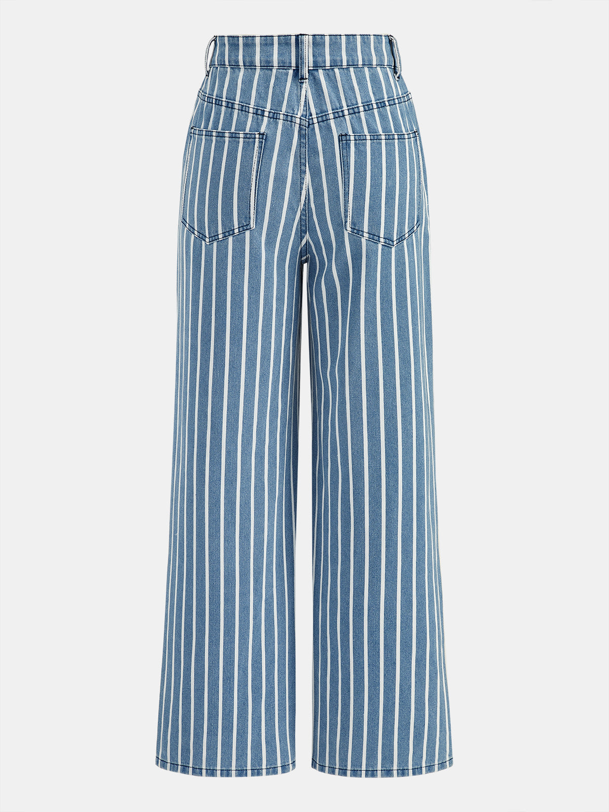 Striped Straight-Leg Denim Pants