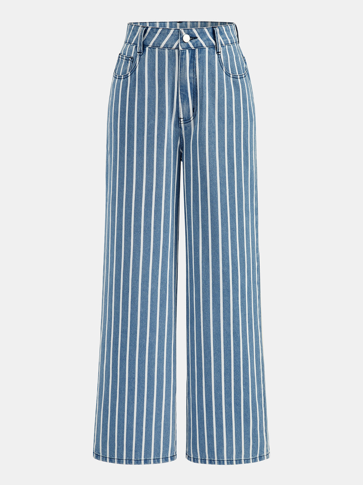 Striped Straight-Leg Denim Pants