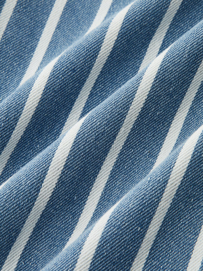 Striped Straight-Leg Denim Pants