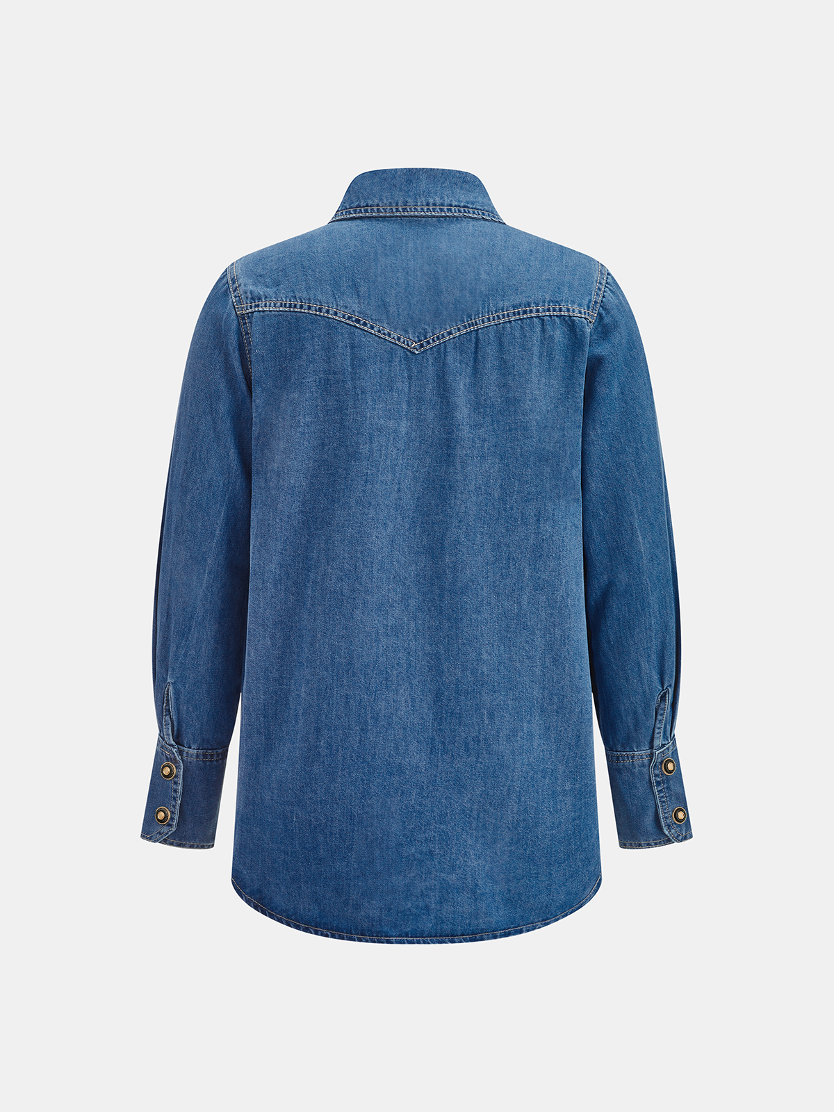 Knot-Front Studded Denim Shirt