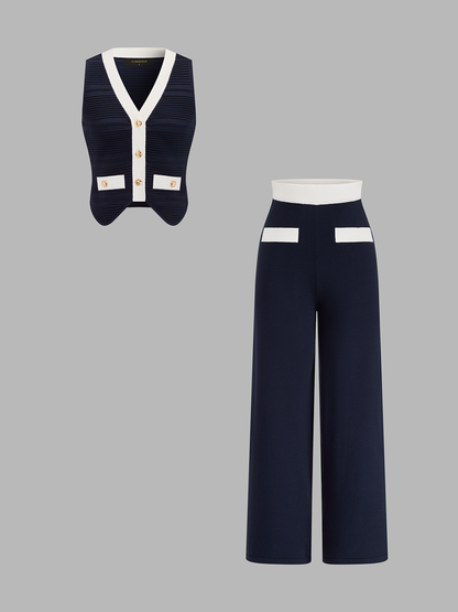 Contrast Trim Knit Co-Ord Set