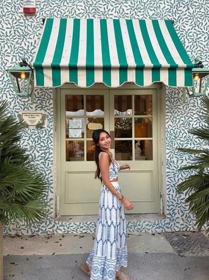 Printed Sleeveless Tie Back Skirt Set