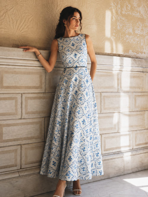 Floral Print Sleeveless A-Line Dress