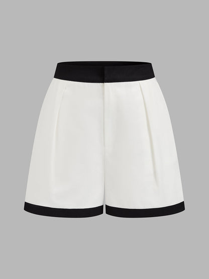 Contrast Trim Sleeveless Shirt & Shorts Set