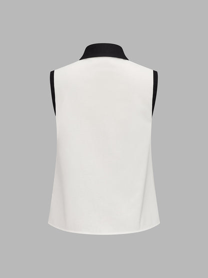 Contrast Trim Sleeveless Shirt & Shorts Set