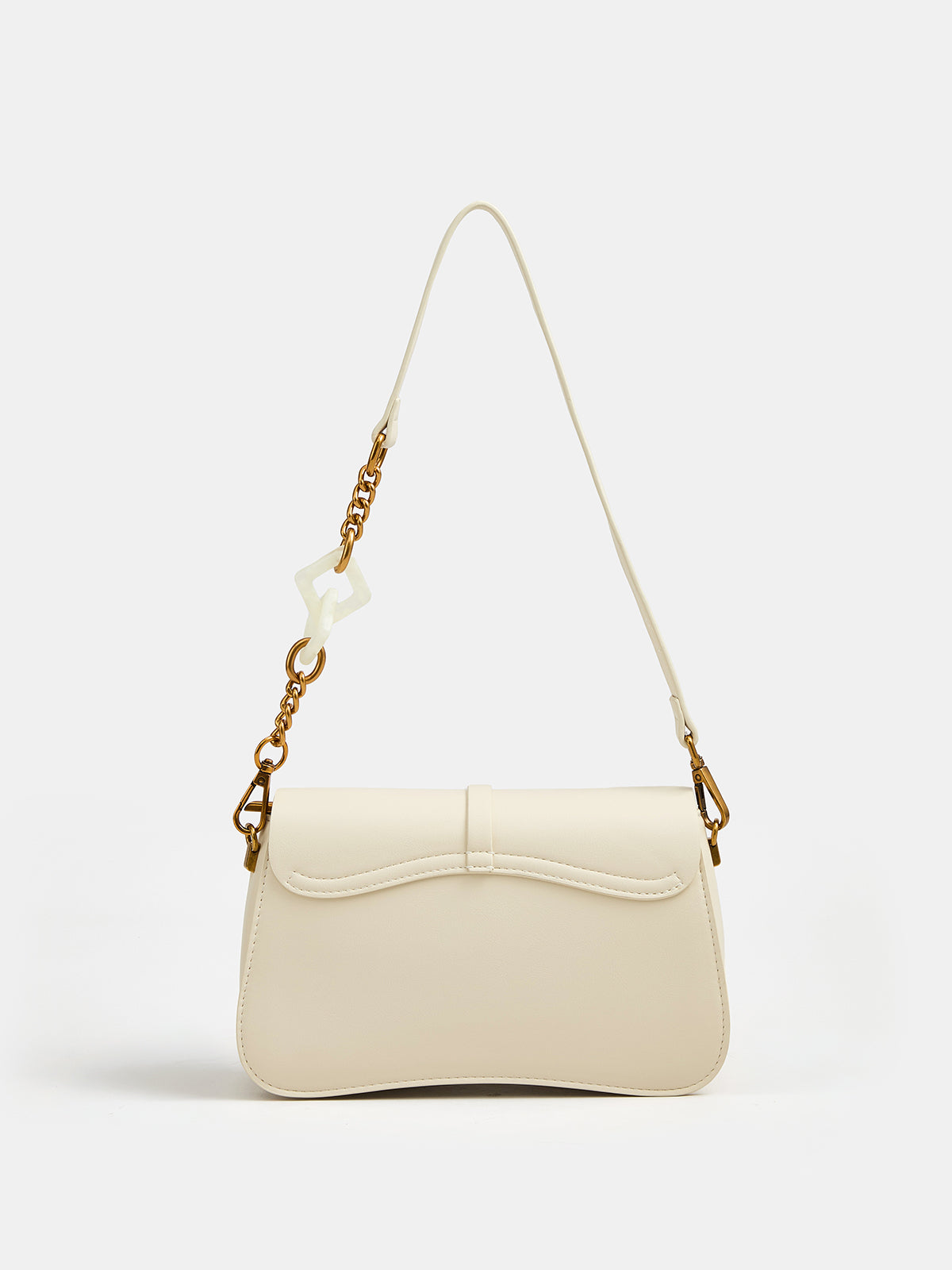 Curved Bottom Flap Shoulder Bag