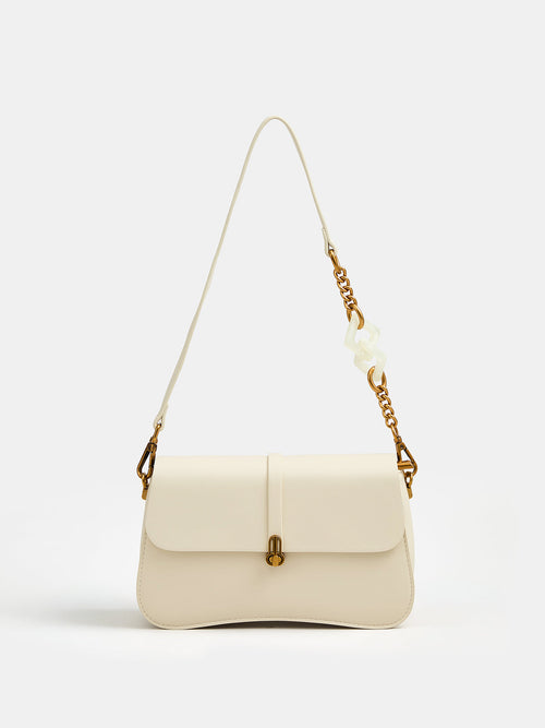 Curved Bottom Flap Shoulder Bag