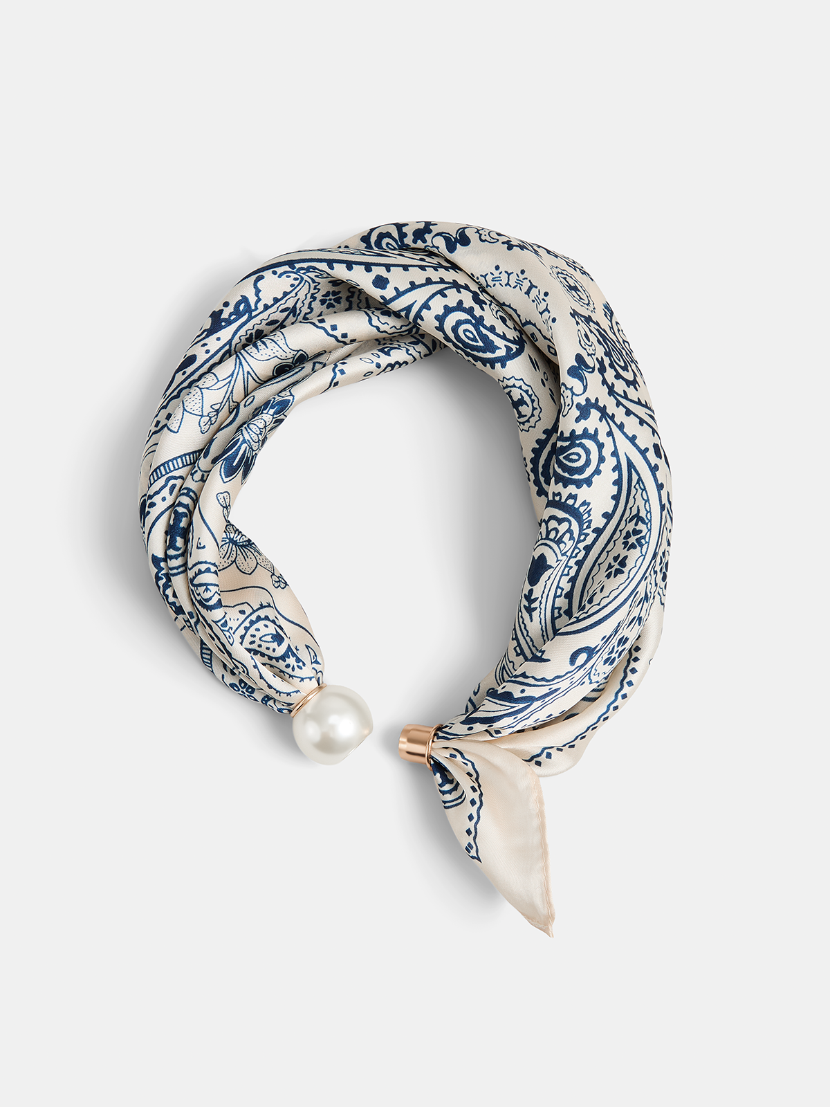 Paisley Print Pearl Magnetic Closure Scarf